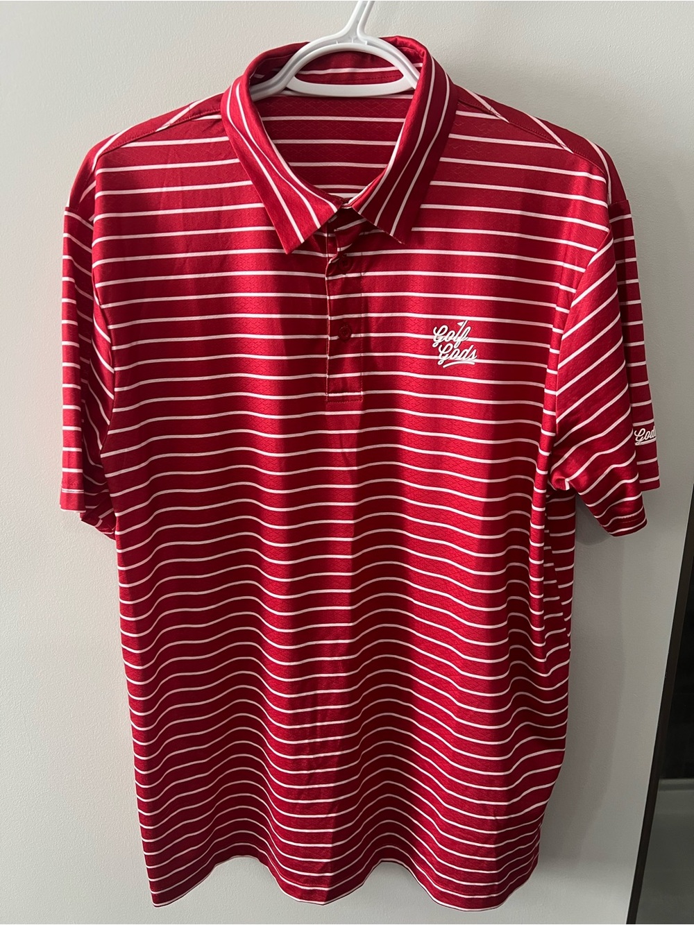 Men's Red Striped Golf Polo Shirt